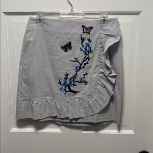 Koton Striped Skirt with Embroidery